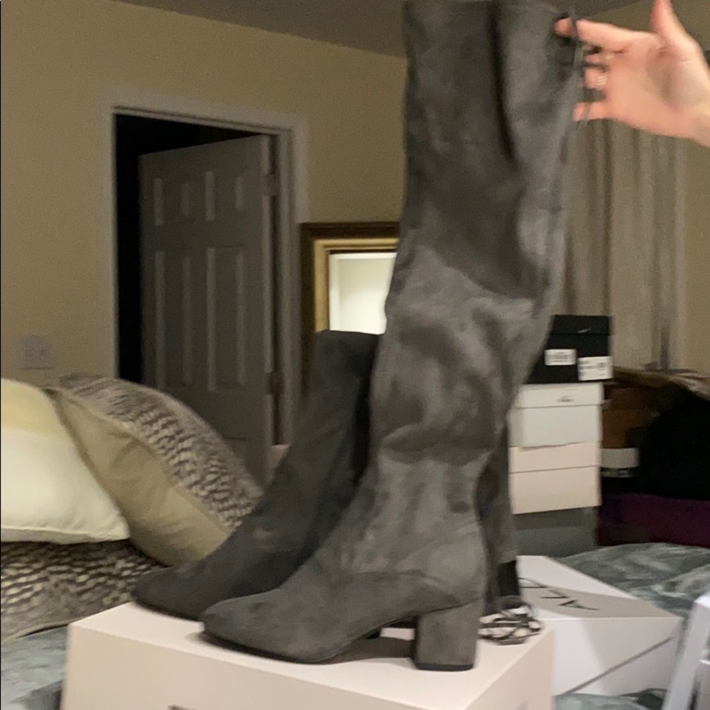 Tall grey boots